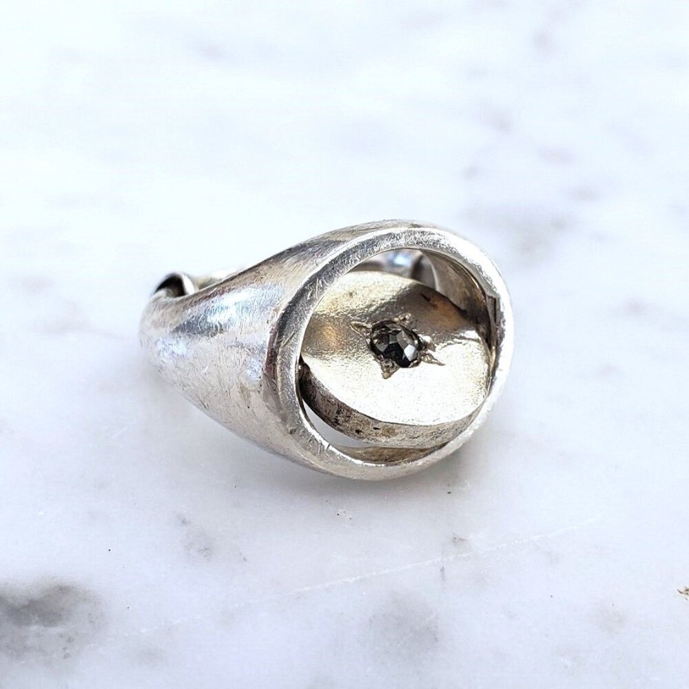 Henson Diamond and Sterling Flip Signet Ring -- Australian